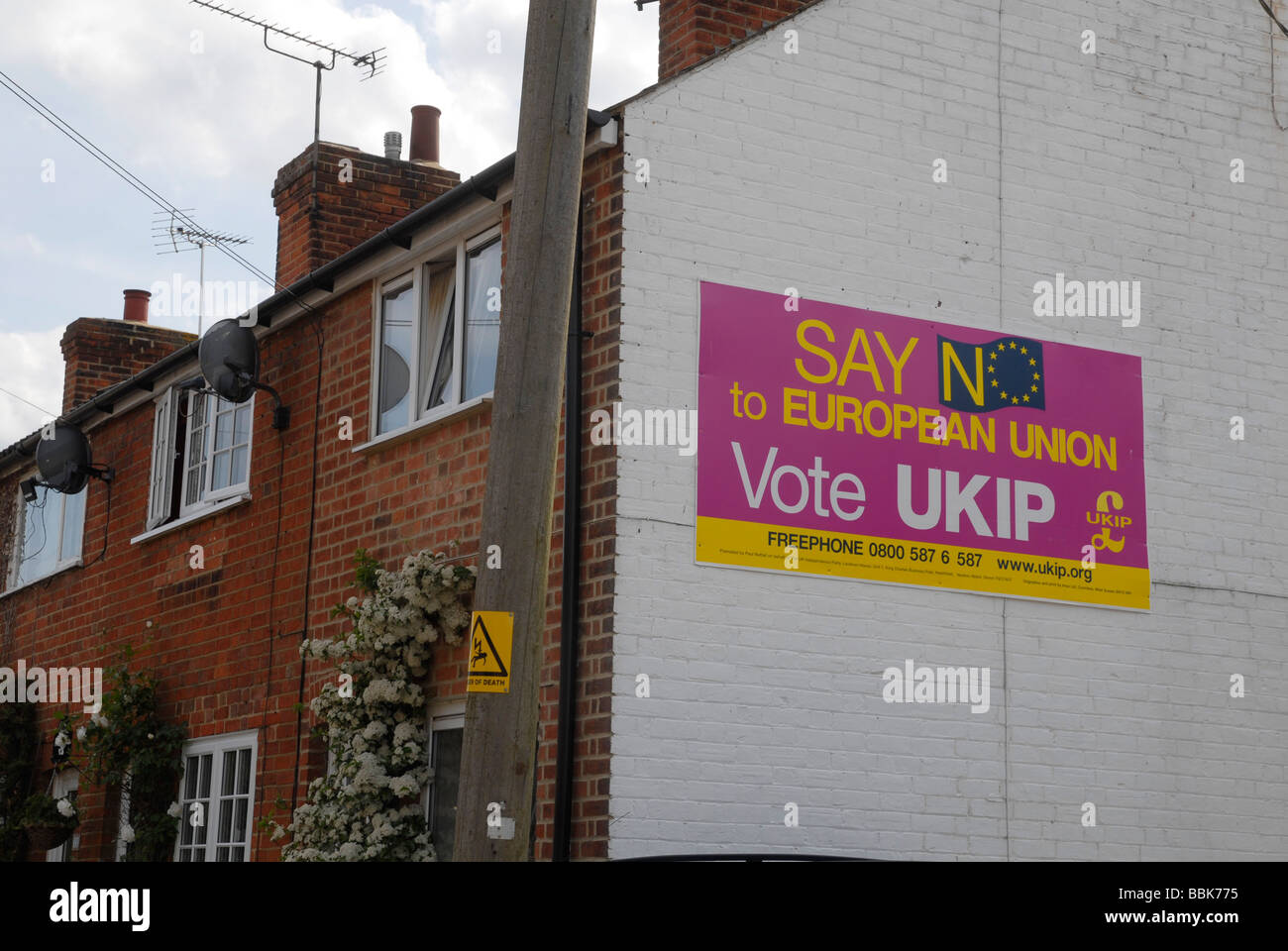 A UKIP poster on the side of a house in Waddesdon UK 2009 Stock Photo