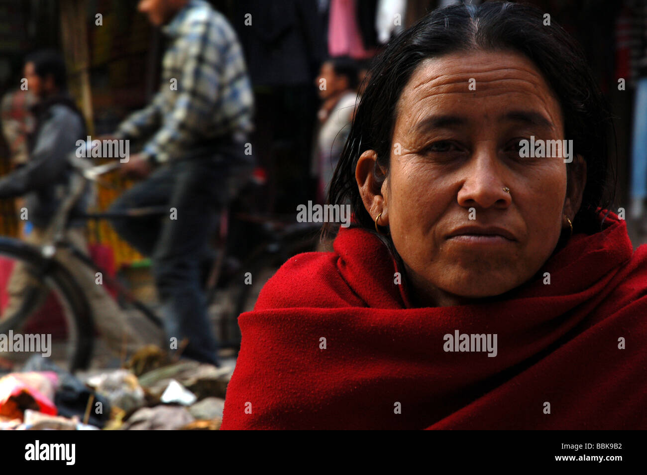Portrait of a Nepalese woman in Kathmandu, NEPAL Stock Photo