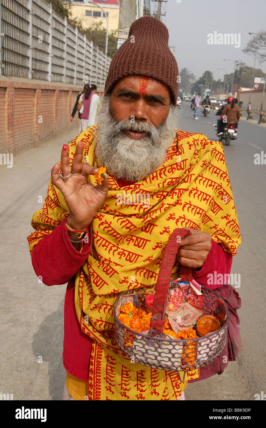 Portrait of nepalese Sadhu (holy man) in Kathmandu, NEPAL Stock Photo