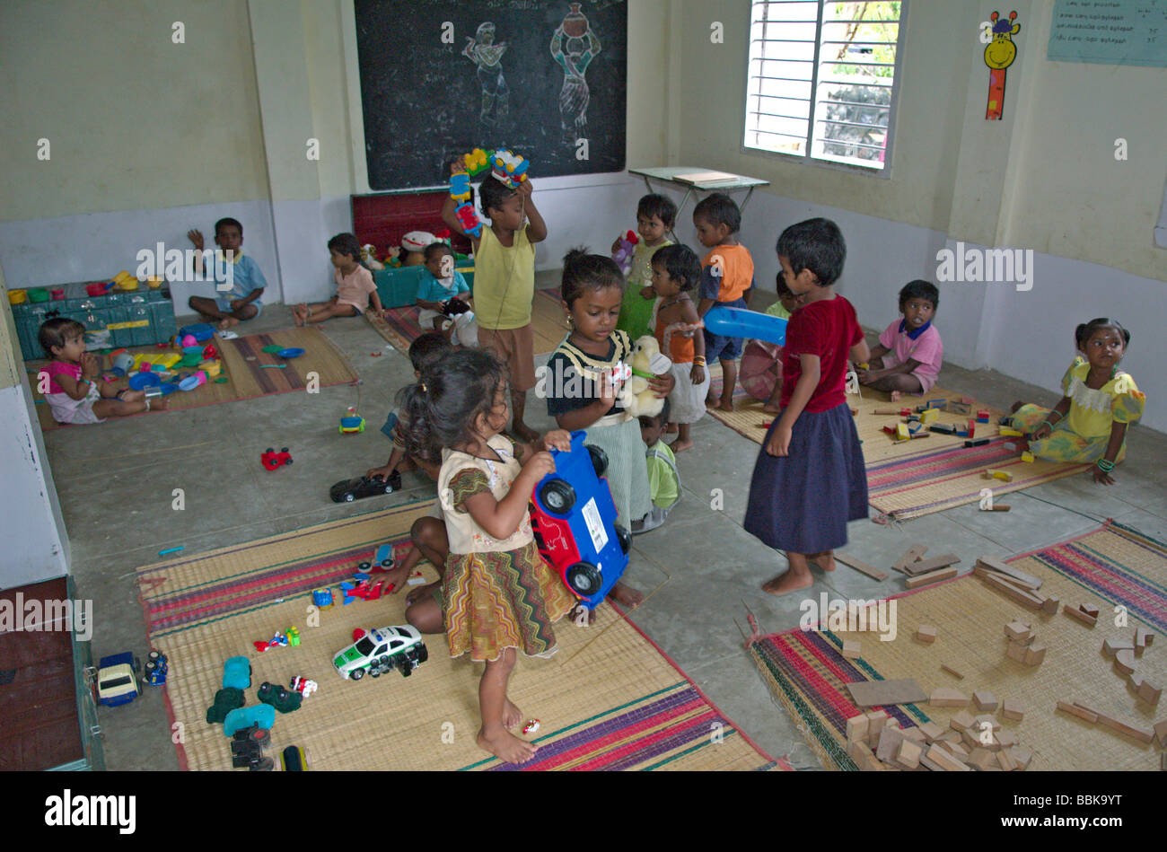 Young children in one of Chennai's suburban slum playschools, initiated