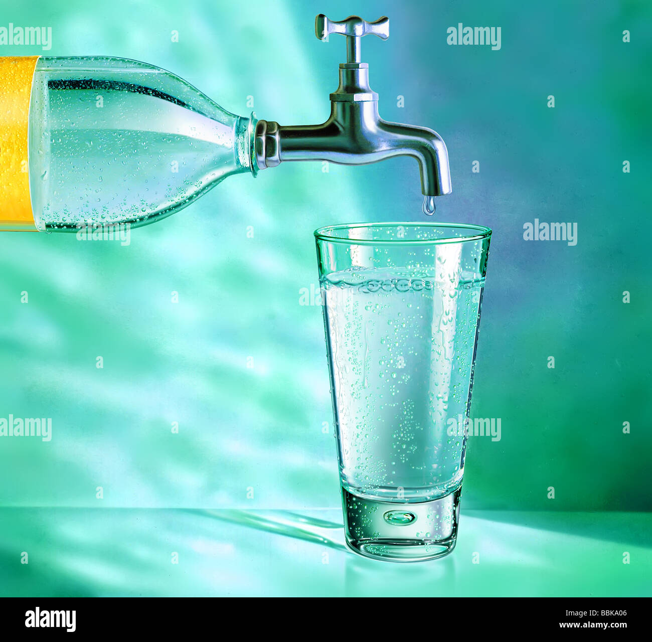 water bottle with tap and water glass Stock Photo Alamy