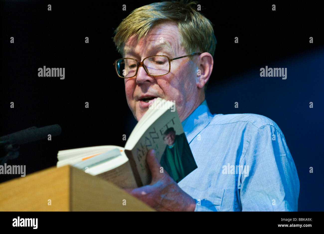 Alan Bennett diarist playwright author writer actor pictured at The Guardian Hay Festival 2009 Hay on Wye Wales UK Stock Photo