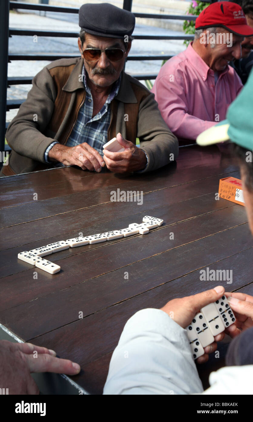 Madeira islanders playing dominoes Stock Photo