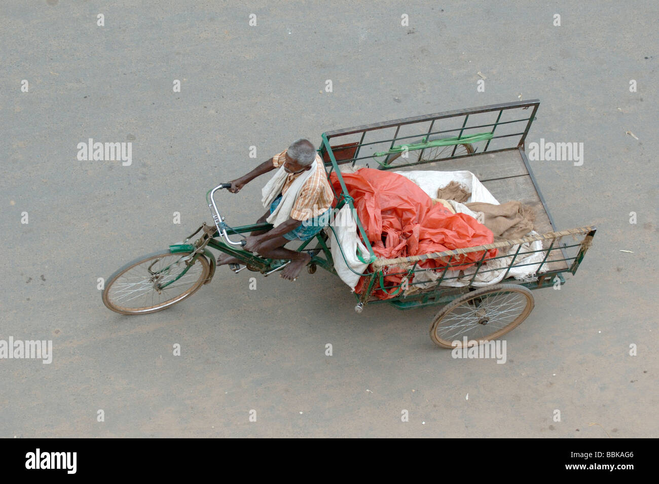 India, Tamil Nadu, Madurai. Three wheeler bicycle for carrying goods. No releases available. Stock Photo