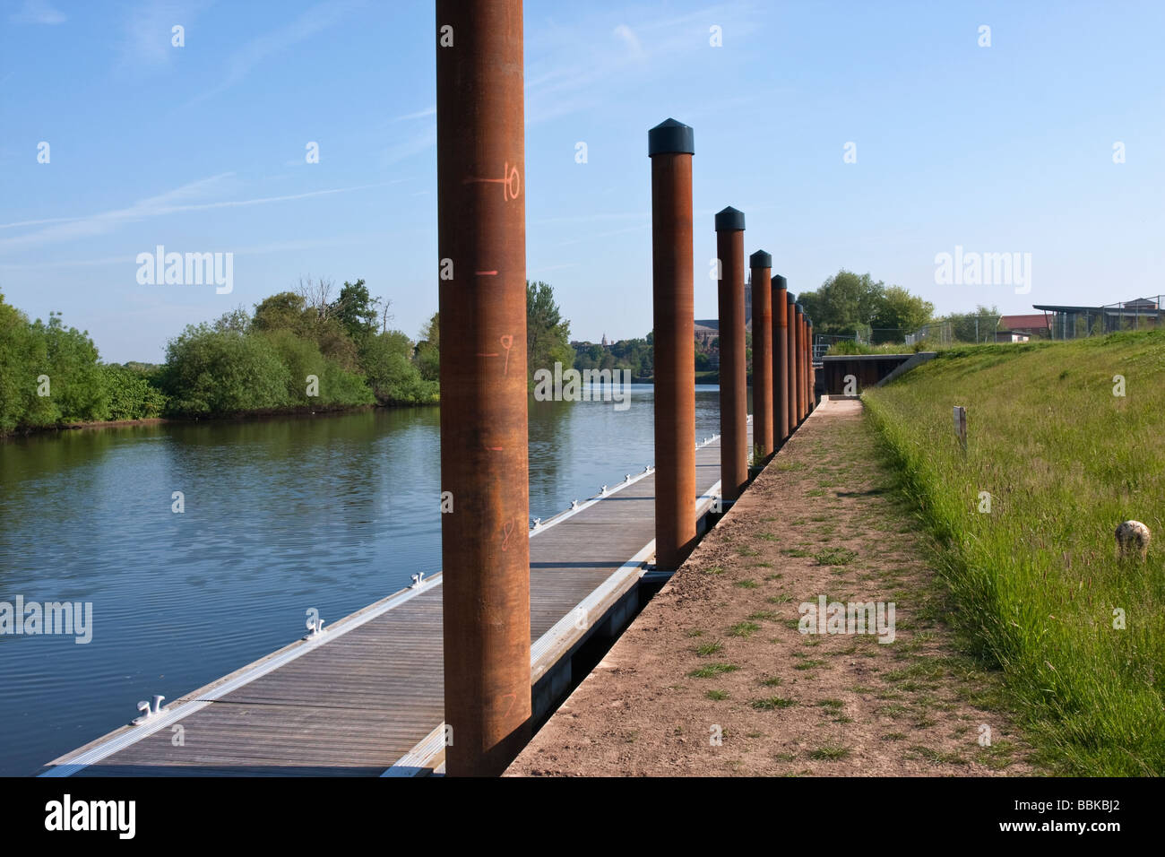 river mooring pontoons Stock Photo