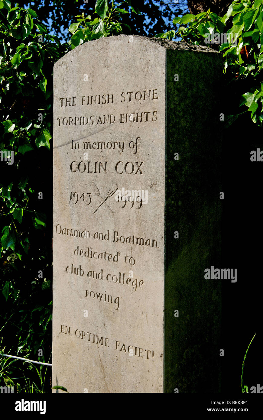 The Torpids and Eights Finish Stone, Oxford, Oxfordshire, England UK Stock Photo