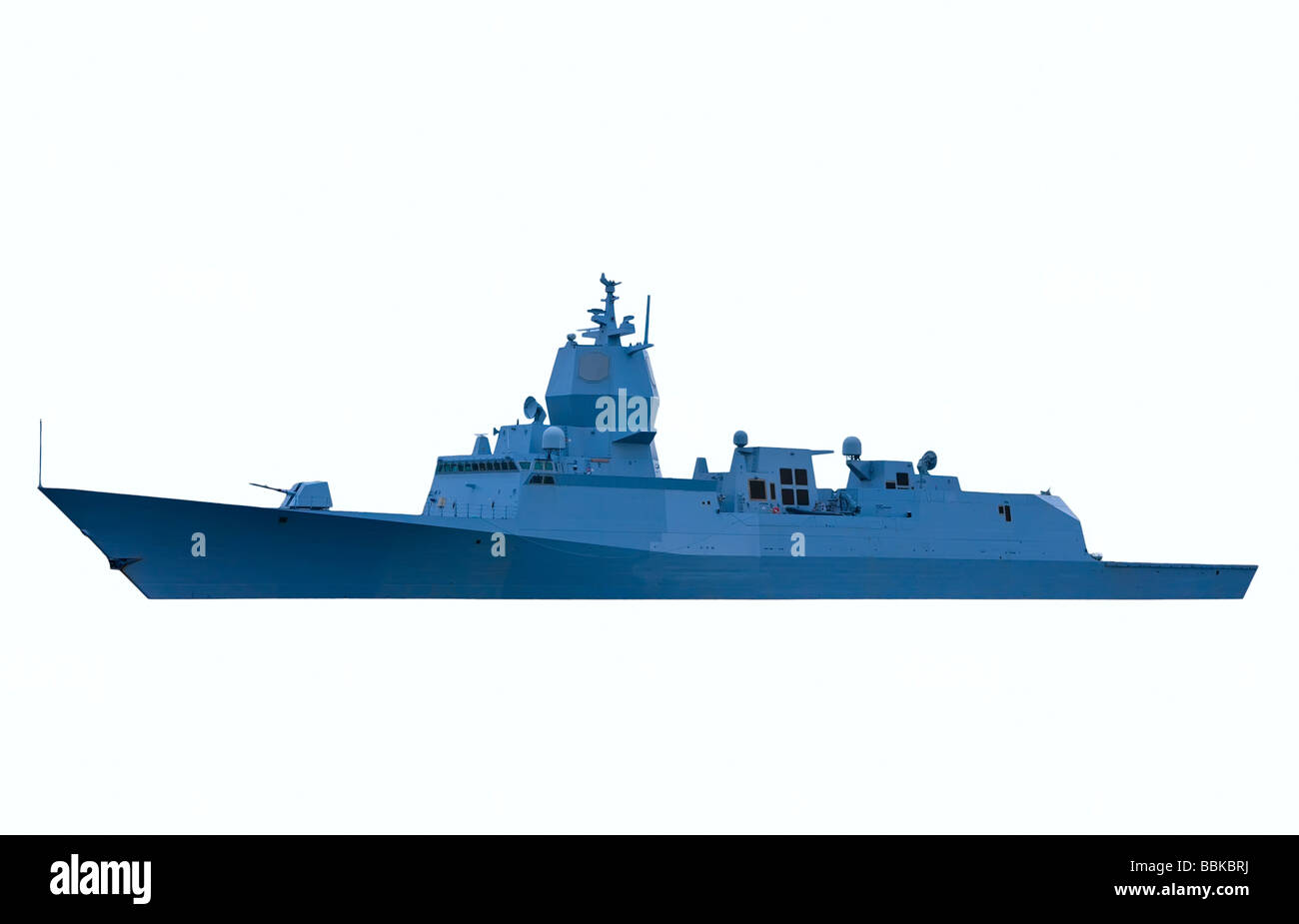 Modern navy fregate on white background Stock Photo