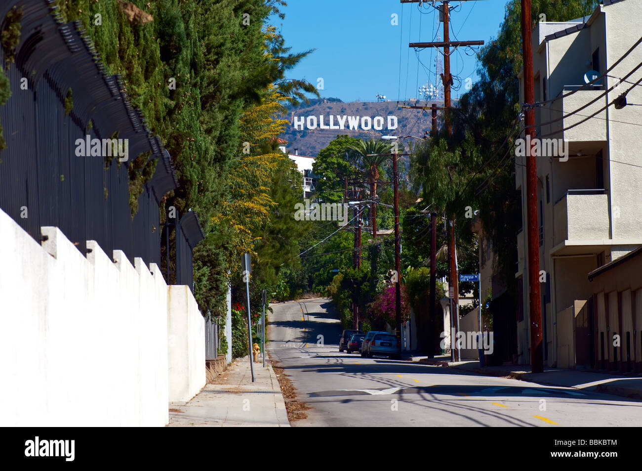 Hollywood sign view from approaches at Beechwood Drive Stock Photo Alamy