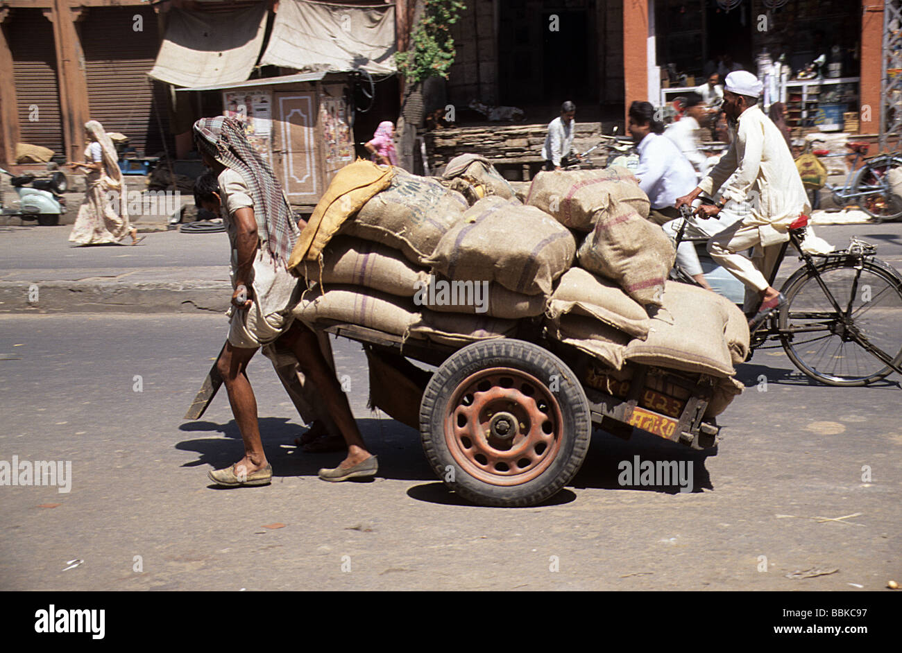 Pulling hand cart india hires stock photography and images Alamy