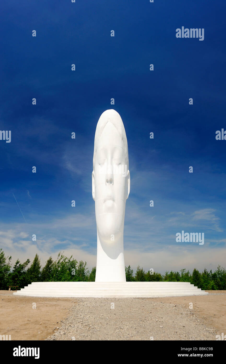 The Dream, a 20 metre high sculpture by Jaume Plensa on the site of the former Sutton Manor Colliery. Stock Photo