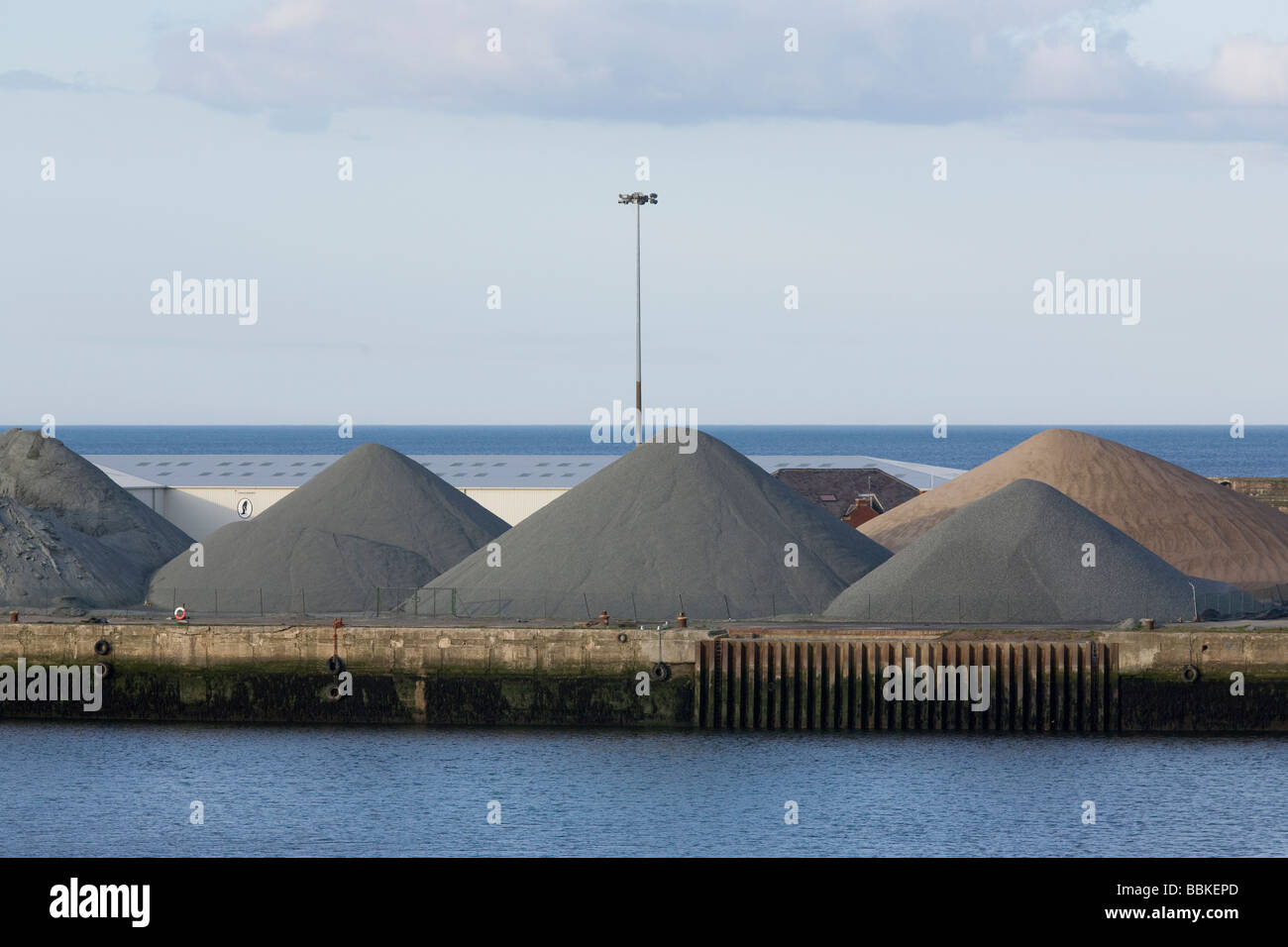 Imported aggregates at the Port of Sunderland Stock Photo