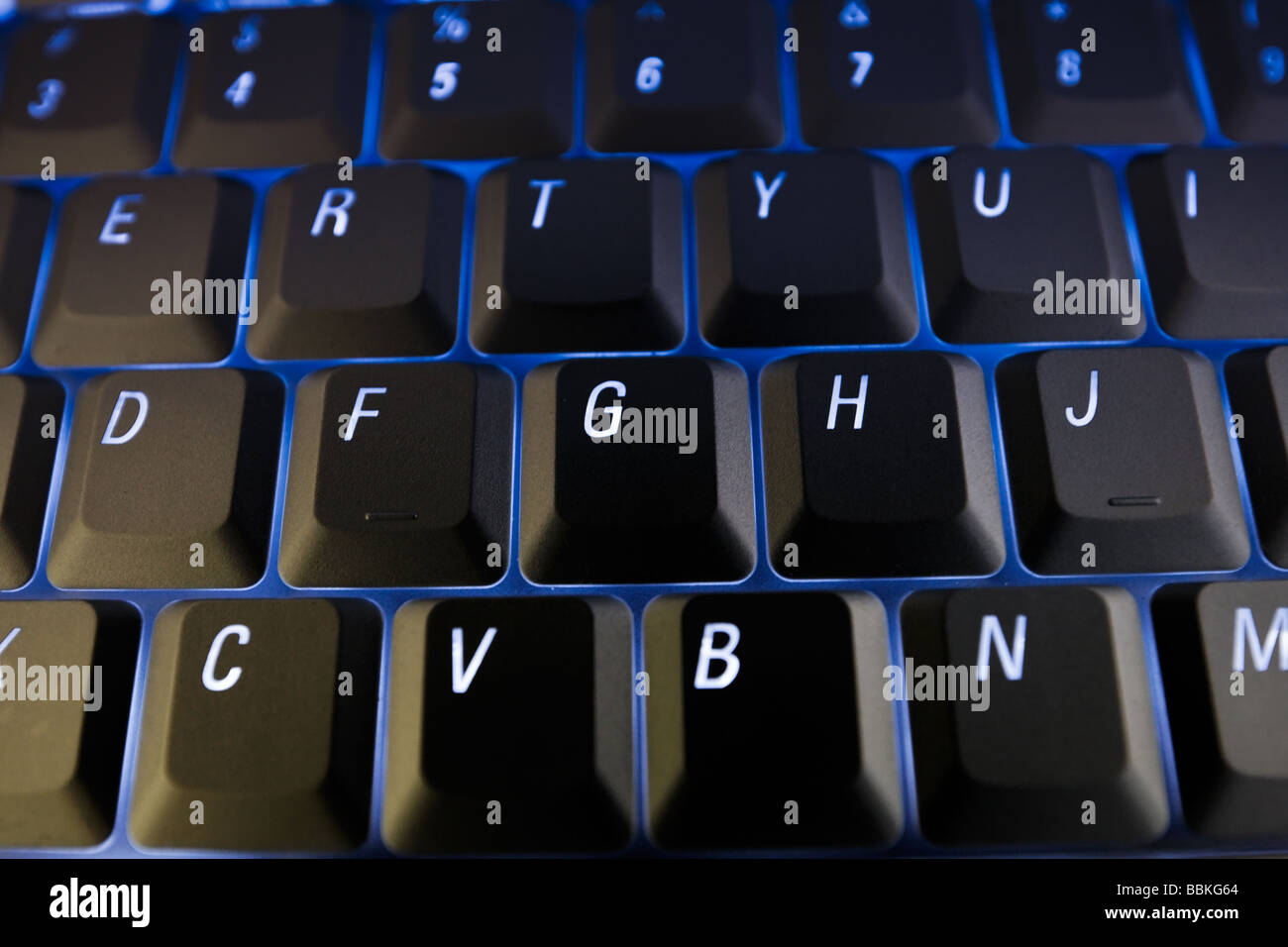 Keyboard Keys Technology Computer Computing Blue Clean Lines Lit Blue Stock Photo