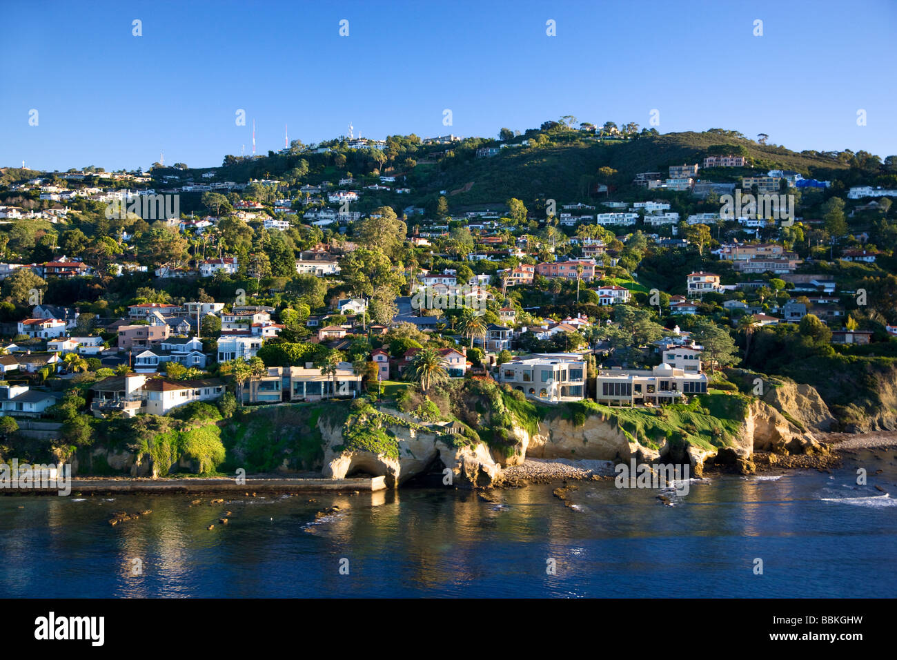 Homes along the ocean La Jolla San Diego County California Stock Photo