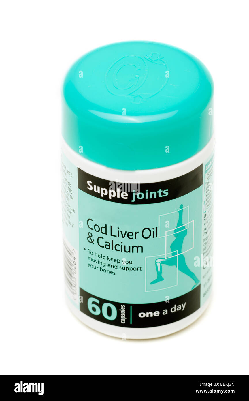'One a day'' Cod Liver Oil 'and Calcium Capsules Stock Photo