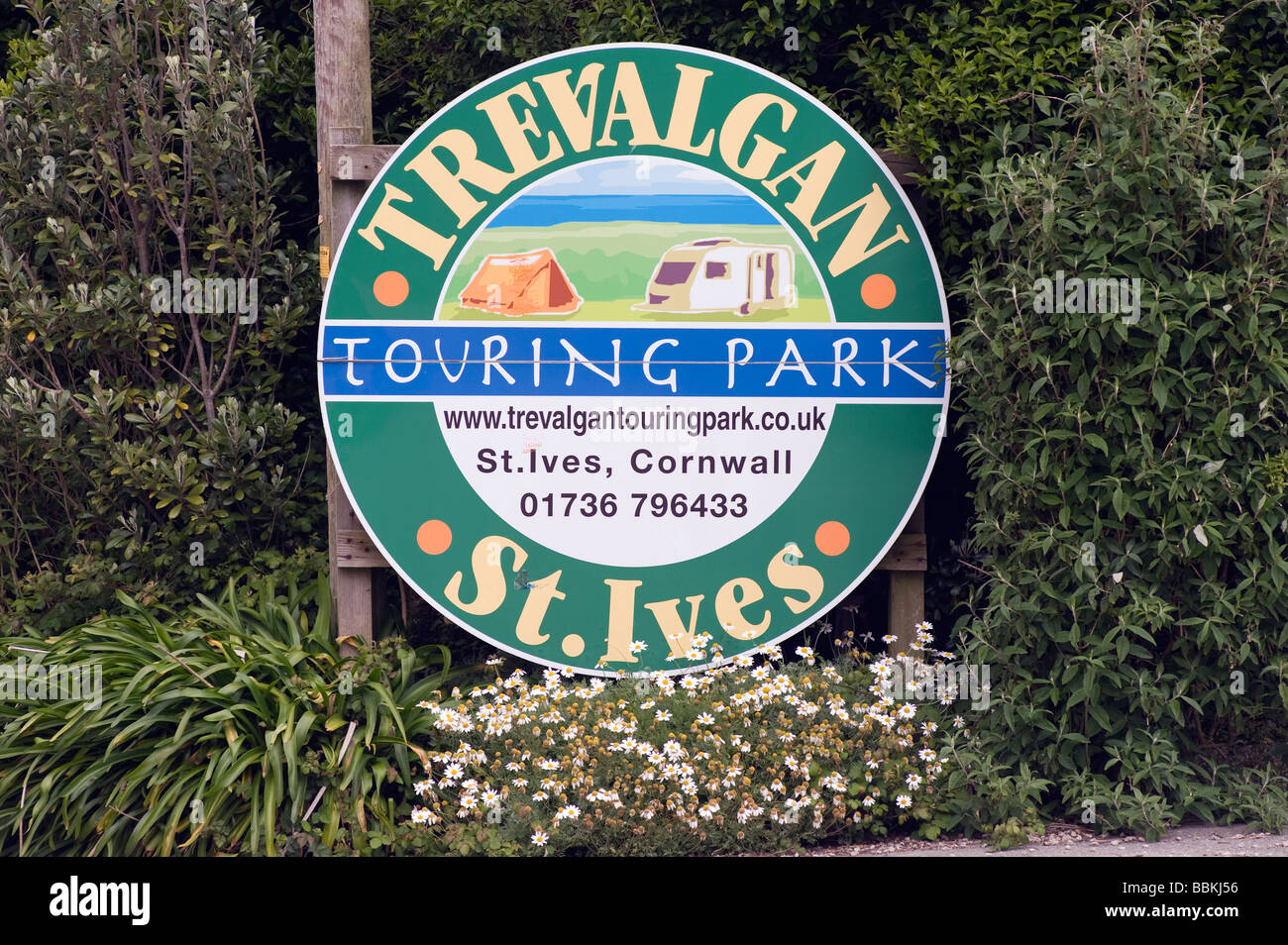 Trevalgan Touring Park Sign Stock Photo