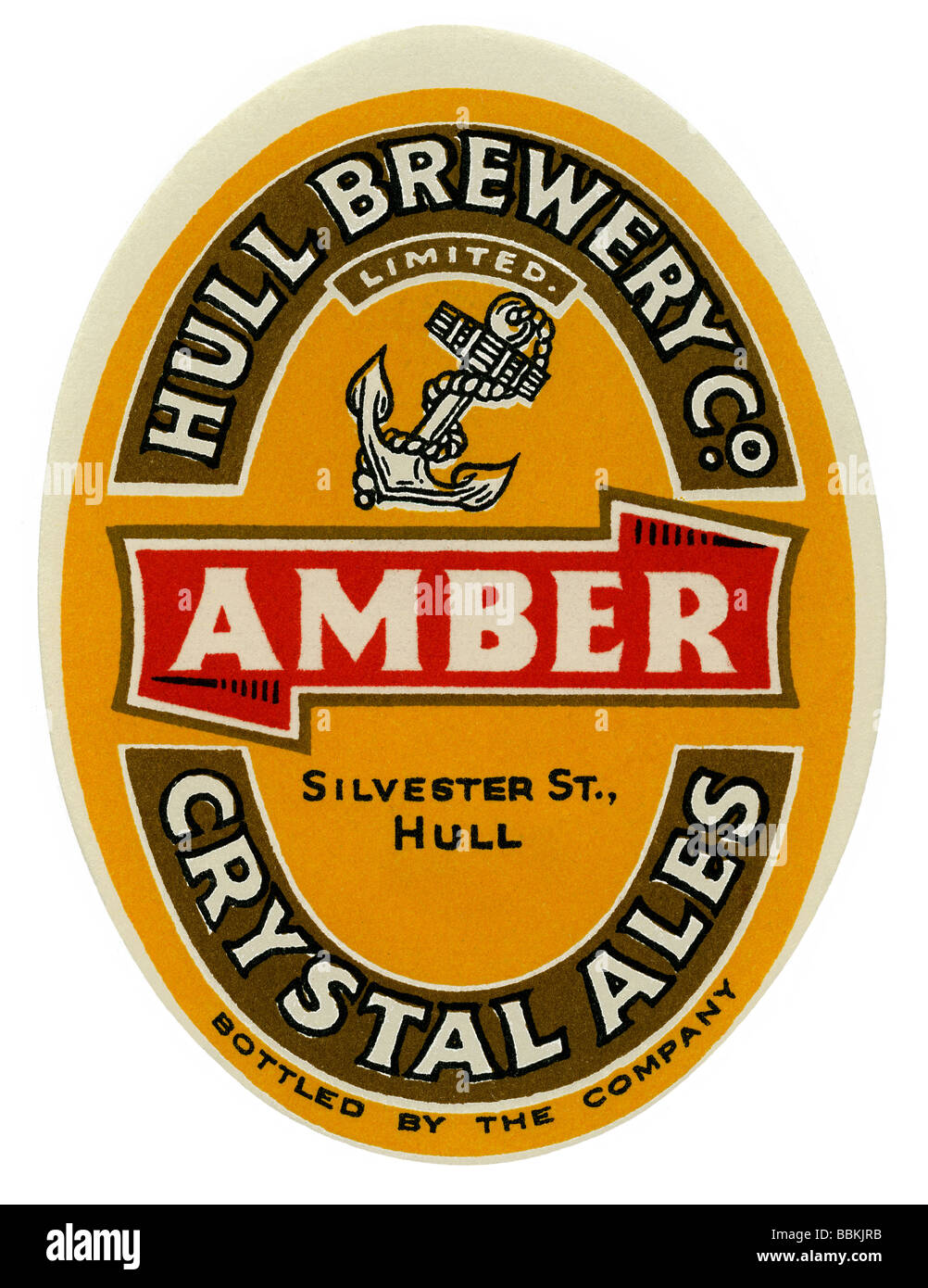 Old British beer label for Hull Brewery's Amber, Hull, East Yokshire