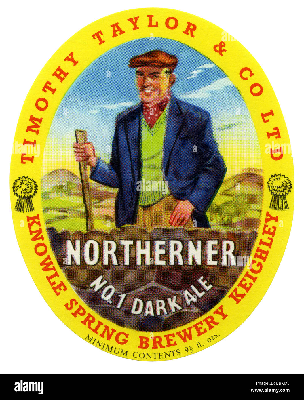 Old British beer label for Timothy Taylor's Northerner Dark Ale, Keighley, West Yorkshire Stock Photo