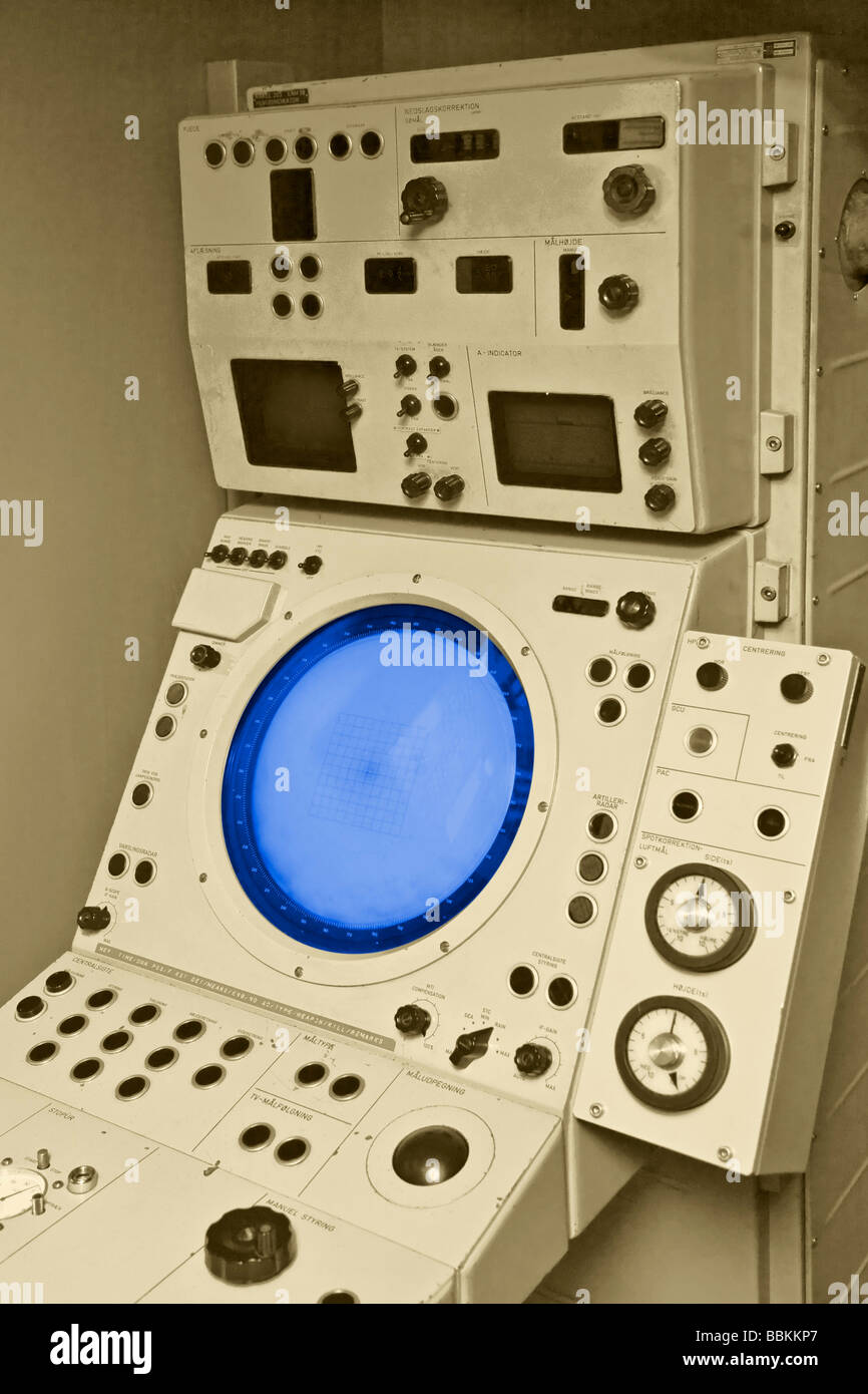 Instrument panel for launching weapons of a warship Stock Photo