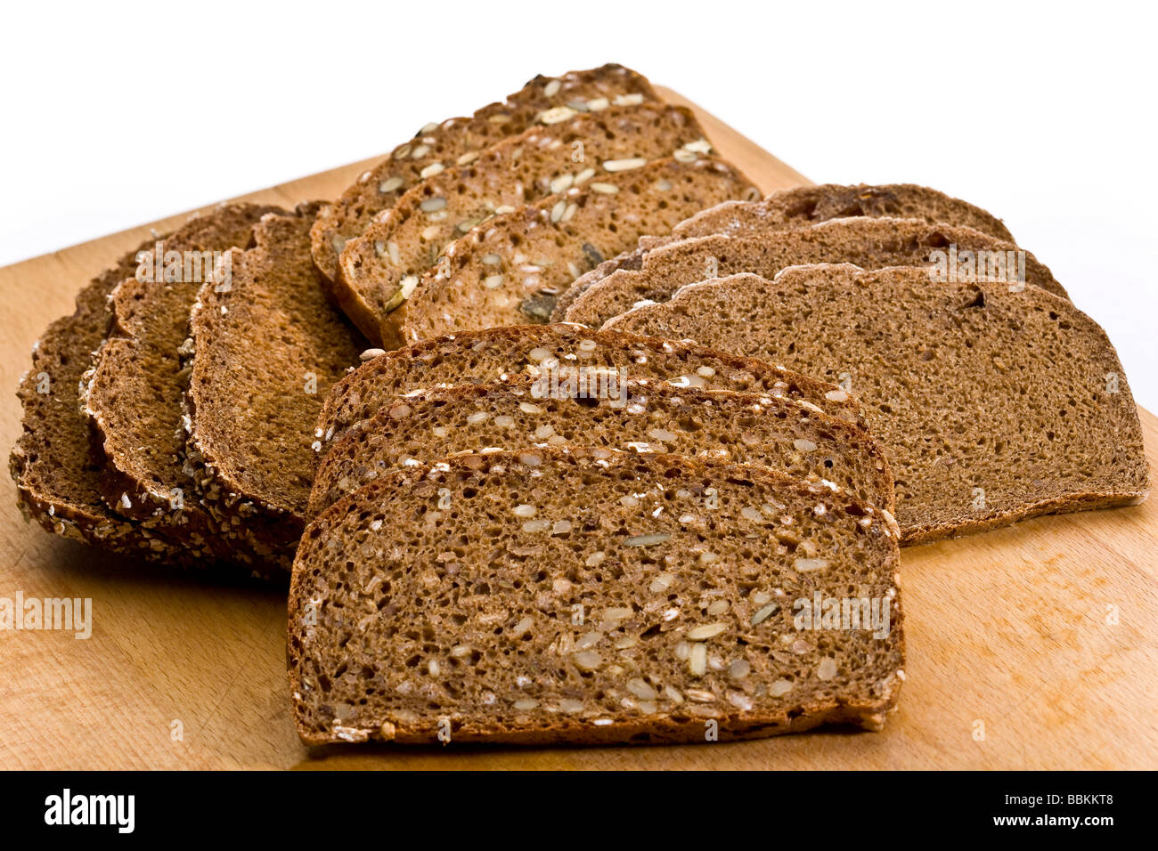 Slices of different sorts of rye bread Stock Photo
