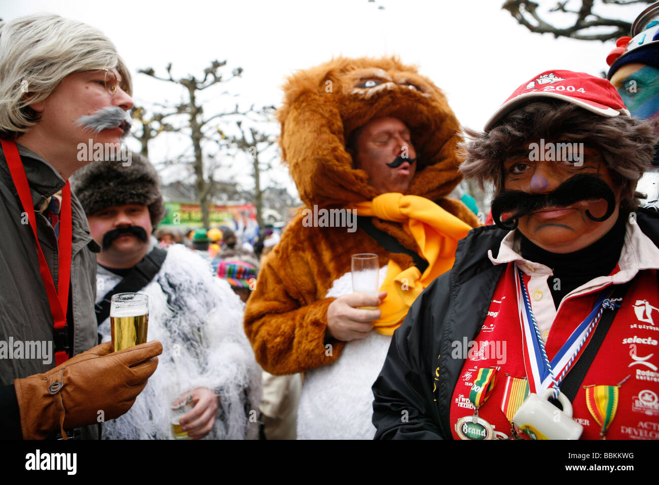 Carnival in Maastricht This festival is different then in other parts of Holland as there are around 100 bands playing live fanfara music in the city centre Most of the celebrations take place outside on the streets and squares During three days of celebrations people dance chat joke and especially drink a lot of alcohol Stock Photo