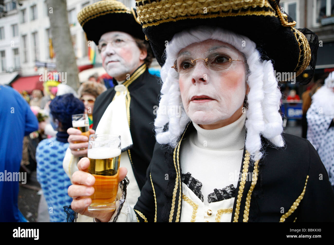 Carnival in Maastricht This festival is different then in other parts of Holland as there are around 100 bands playing live fanfara music in the city centre Most of the celebrations take place outside on the streets and squares During three days of celebrations people dance chat joke and especially drink a lot of alcohol Stock Photo