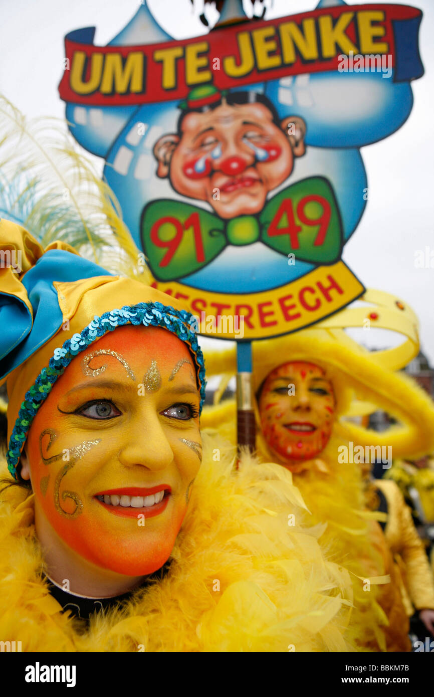 Carnival in Maastricht This festival is different then in other parts of Holland as there are around 100 bands playing live fanfara music in the city centre Most of the celebrations take place outside on the streets and squares During three days of celebrations people dance chat joke and especially drink a lot of alcohol Stock Photo