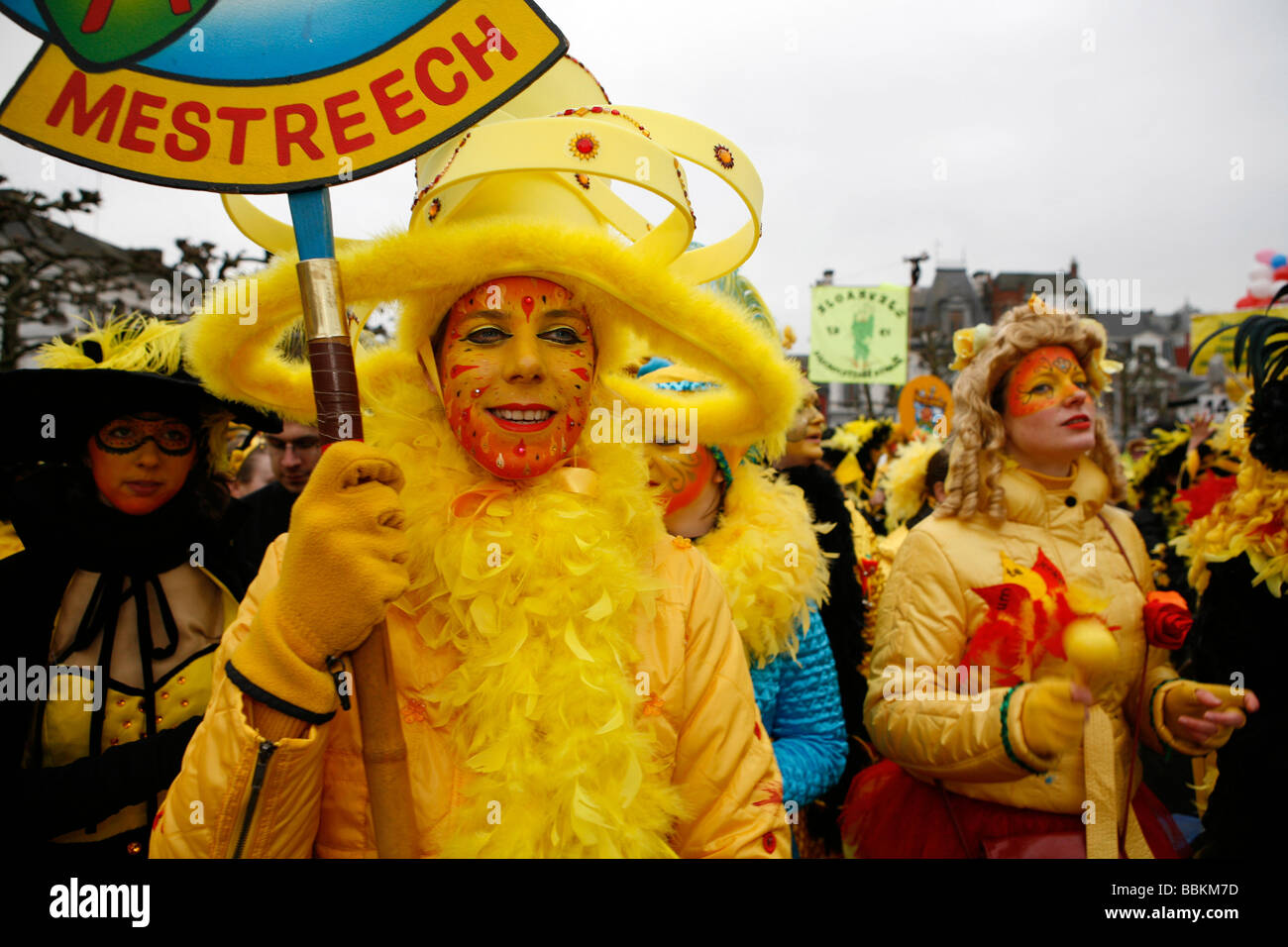 Carnival in Maastricht This festival is different then in other parts of Holland as there are around 100 bands playing live fanfara music in the city centre Most of the celebrations take place outside on the streets and squares During three days of celebrations people dance chat joke and especially drink a lot of alcohol Stock Photo