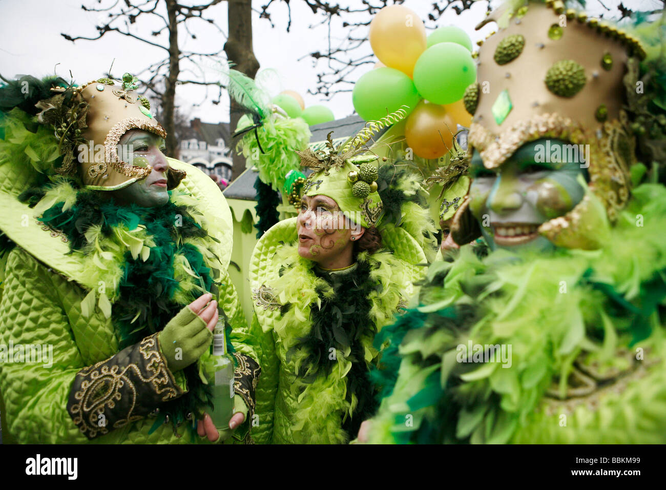 Carnival in Maastricht This festival is different then in other parts of Holland as there are around 100 bands playing live fanfara music in the city centre Most of the celebrations take place outside on the streets and squares During three days of celebrations people dance chat joke and especially drink a lot of alcohol Stock Photo