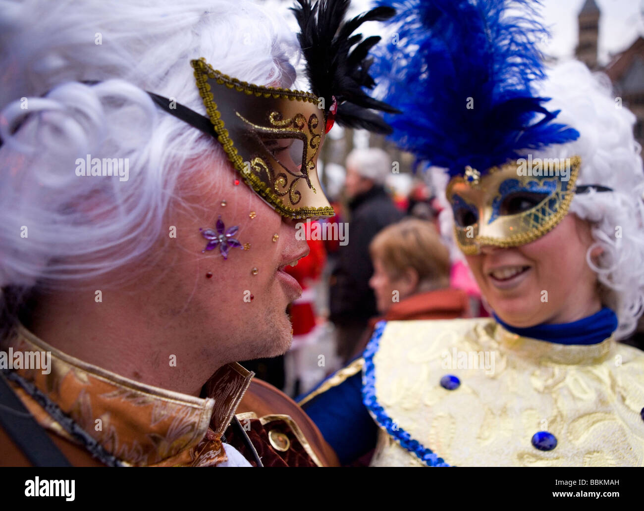 Carnival in Maastricht This festival is different then in other parts of Holland as there are around 100 bands playing live fanfara music in the city centre Most of the celebrations take place outside on the streets and squares During three days of celebrations people dance chat joke and especially drink a lot of alcohol Stock Photo