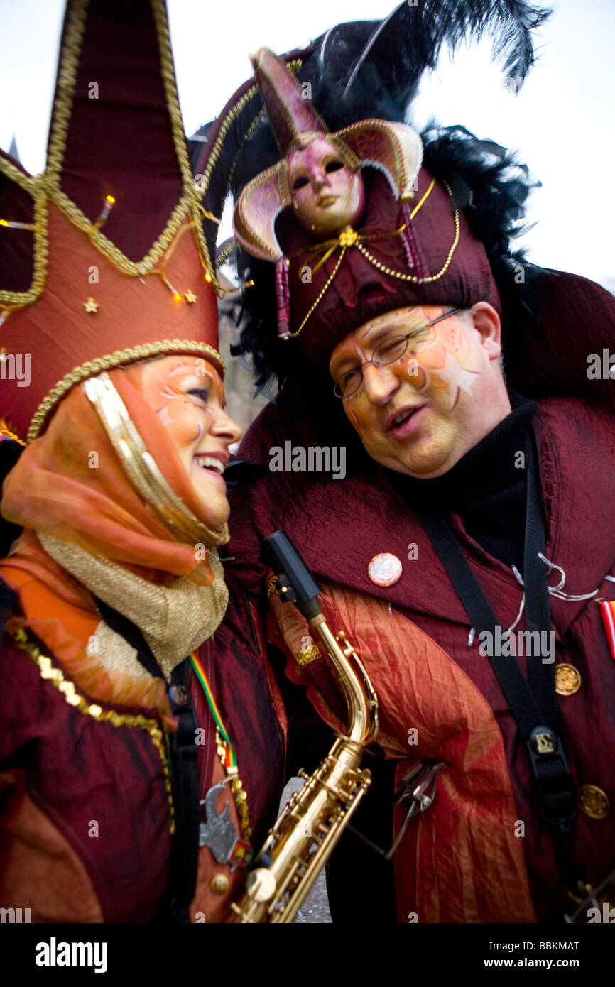 Carnival in Maastricht This festival is different then in other parts of Holland as there are around 100 bands playing live fanfara music in the city centre Most of the celebrations take place outside on the streets and squares During three days of celebrations people dance chat joke and especially drink a lot of alcohol Stock Photo