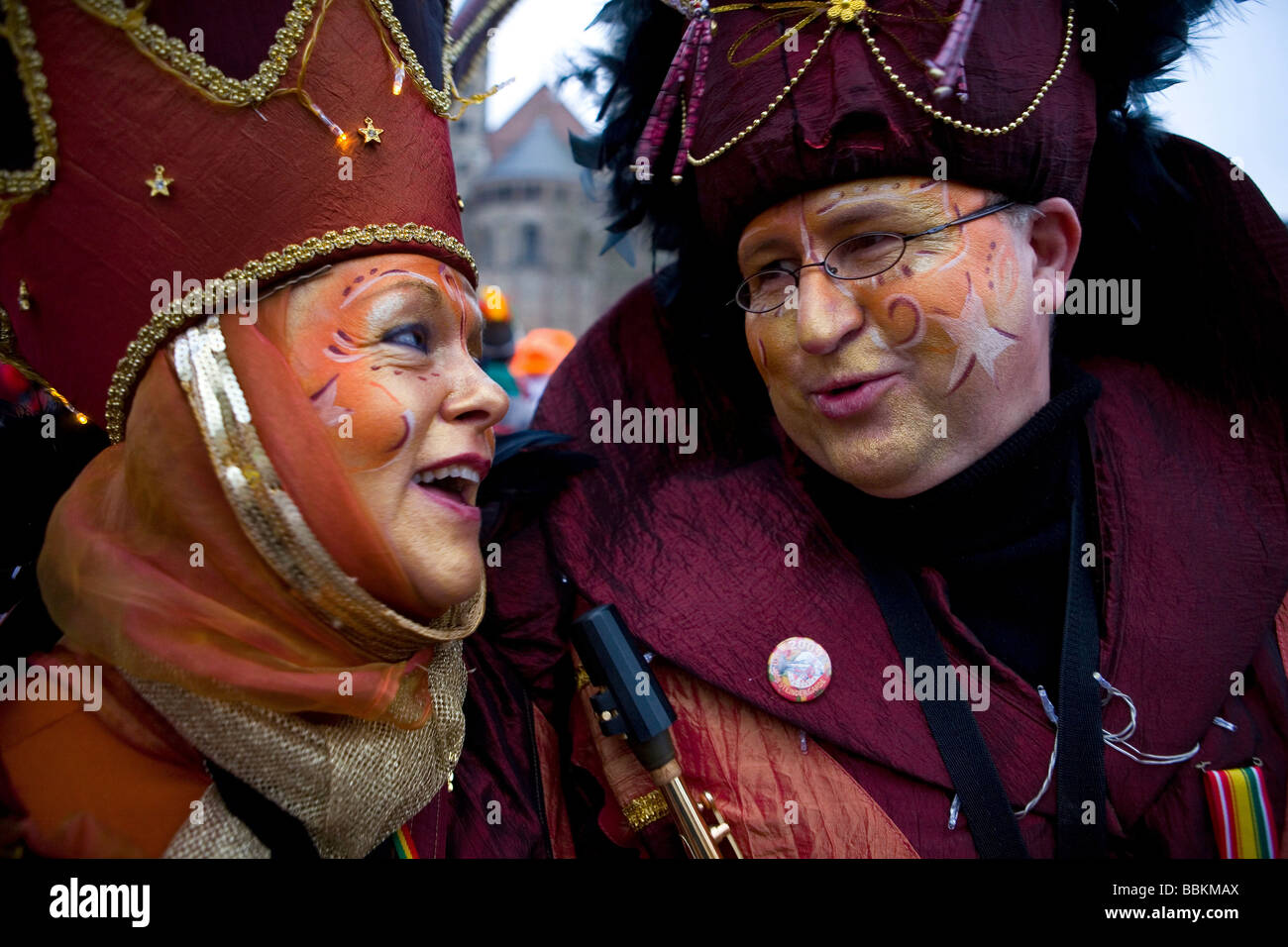 Carnival in Maastricht This festival is different then in other parts of Holland as there are around 100 bands playing live fanfara music in the city centre Most of the celebrations take place outside on the streets and squares During three days of celebrations people dance chat joke and especially drink a lot of alcohol Stock Photo