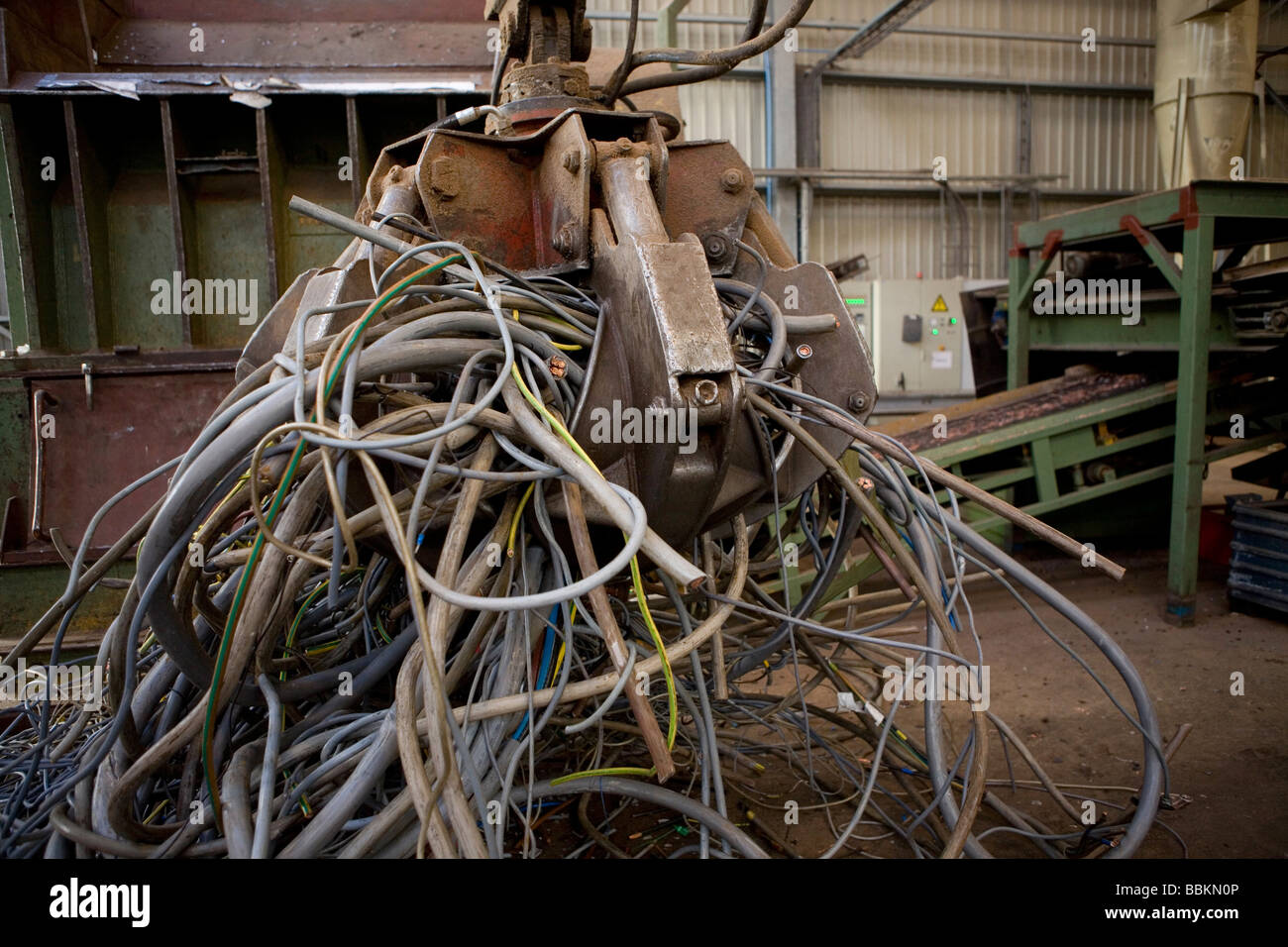 Recycling of electricity cables The wires are being shredded and then the metals seperated from
