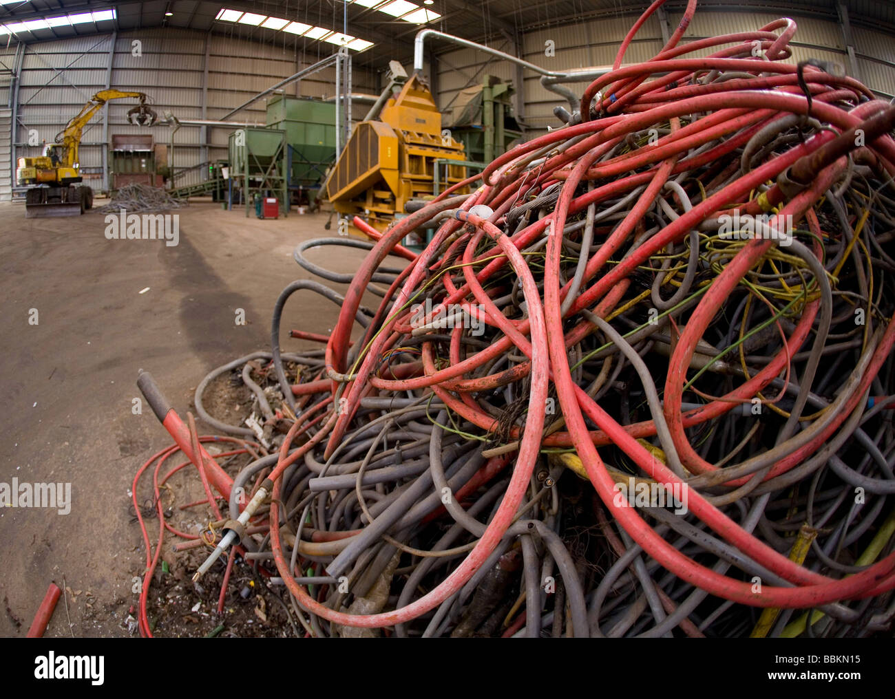 Recycling of electricity cables The wires are being shredded and then