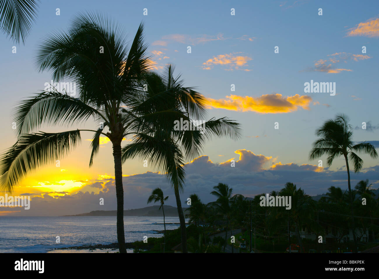 Sunset Poipu Kauai HI Stock Photo Alamy
