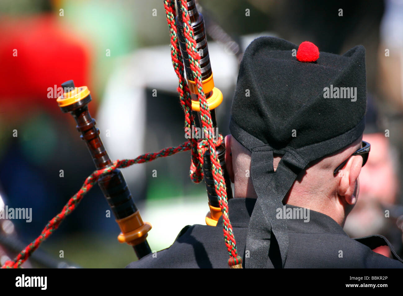 Virginia Scots Guard pipes and drums band playing at Irish Folk