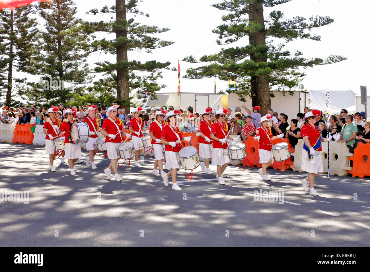 Female drum band marching Stock Photo Alamy