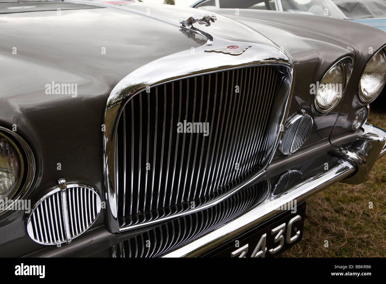 Motoring front of classic old British made 1960s Mark 10 Jaguar car Stock Photo