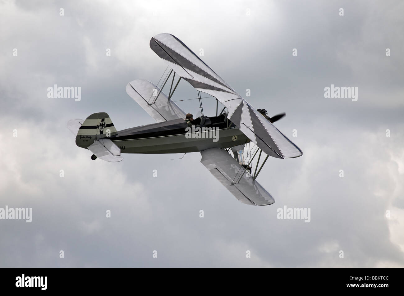 Ferte Alais Focke-Wulf biplane aircraft flying Stock Photo