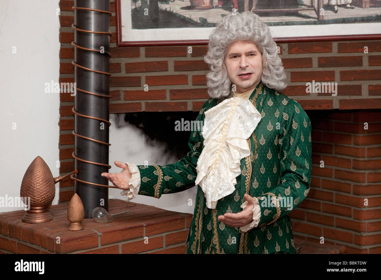 Guidance in a period costume through the Farina Museum Stock Photo