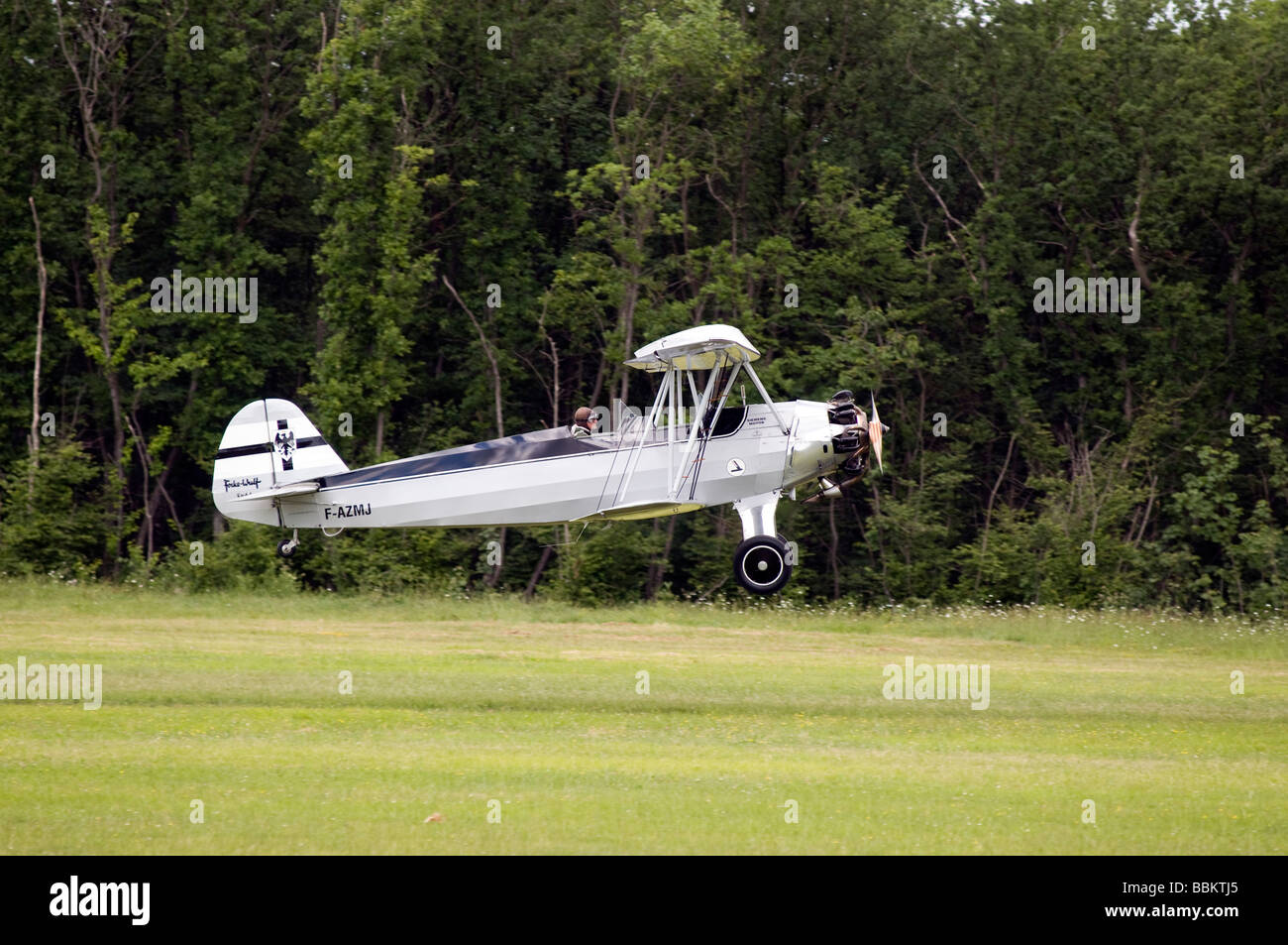 Ferte Alais Focke-Wulf biplane aircraft landing Stock Photo