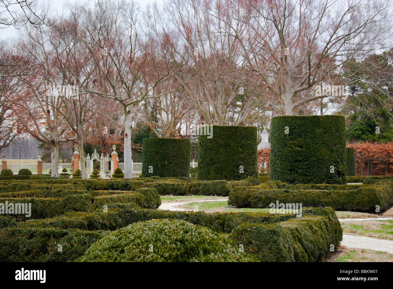 The gardens behind the Governor s Palace Colonial Williamsburg Virginia Stock Photo