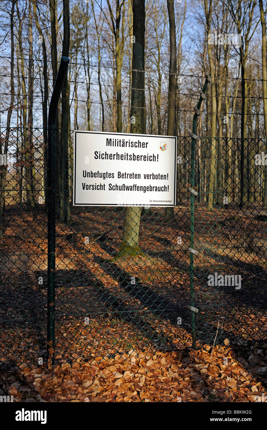 Barrier of a military security zone in Germany Stock Photo