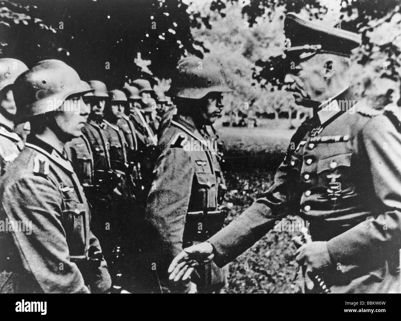 GENERAL von RUNDSTEDT awarding Iron Crosses after the Dieppe Road in 1942 Stock Photo