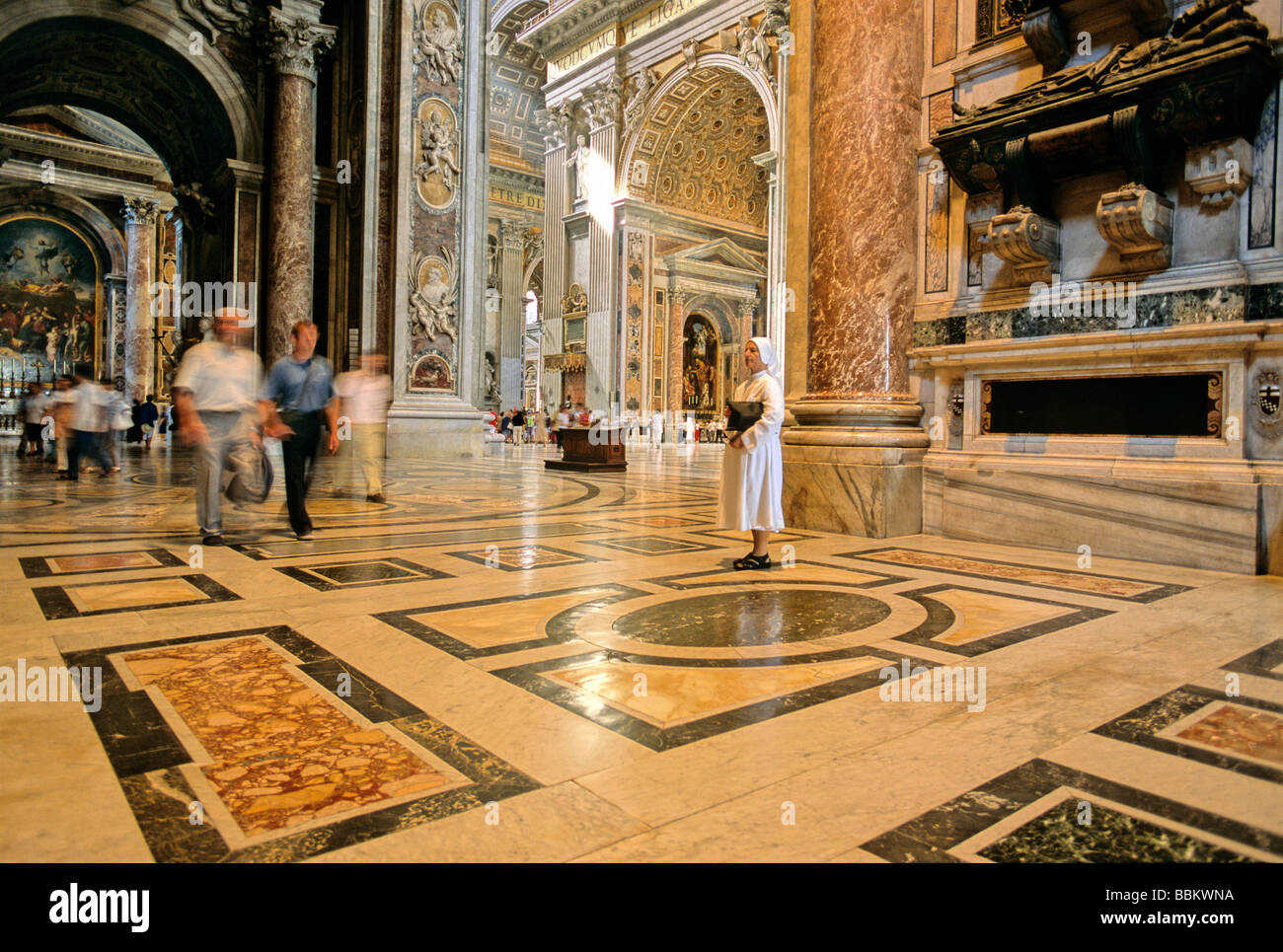 Left transept, marble floor, St. Peter's Basilica, Vatican City, Rome, Latium, Italy, Europe Stock Photo