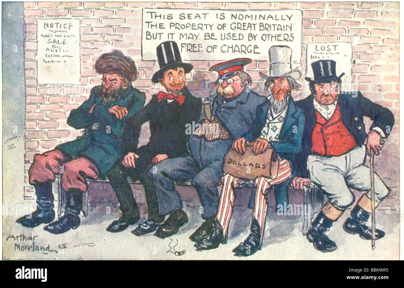 Picture postcard 'Chorus of Foreigners''  by Arthur Moreland postally used 1903 Stock Photo