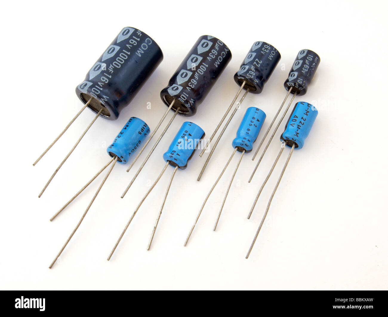 Assorted capacitors as used in a computer Stock Photo Alamy