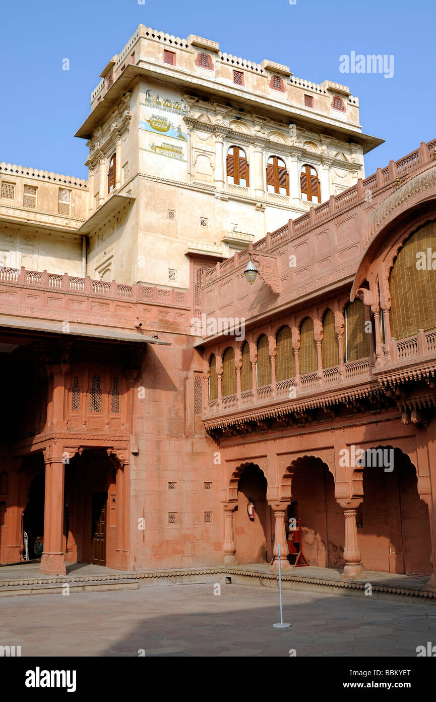 Courtyard of the Junagarh Fort, city palace, Bikaner, Rajasthan, North India, South Asia Stock Photo
