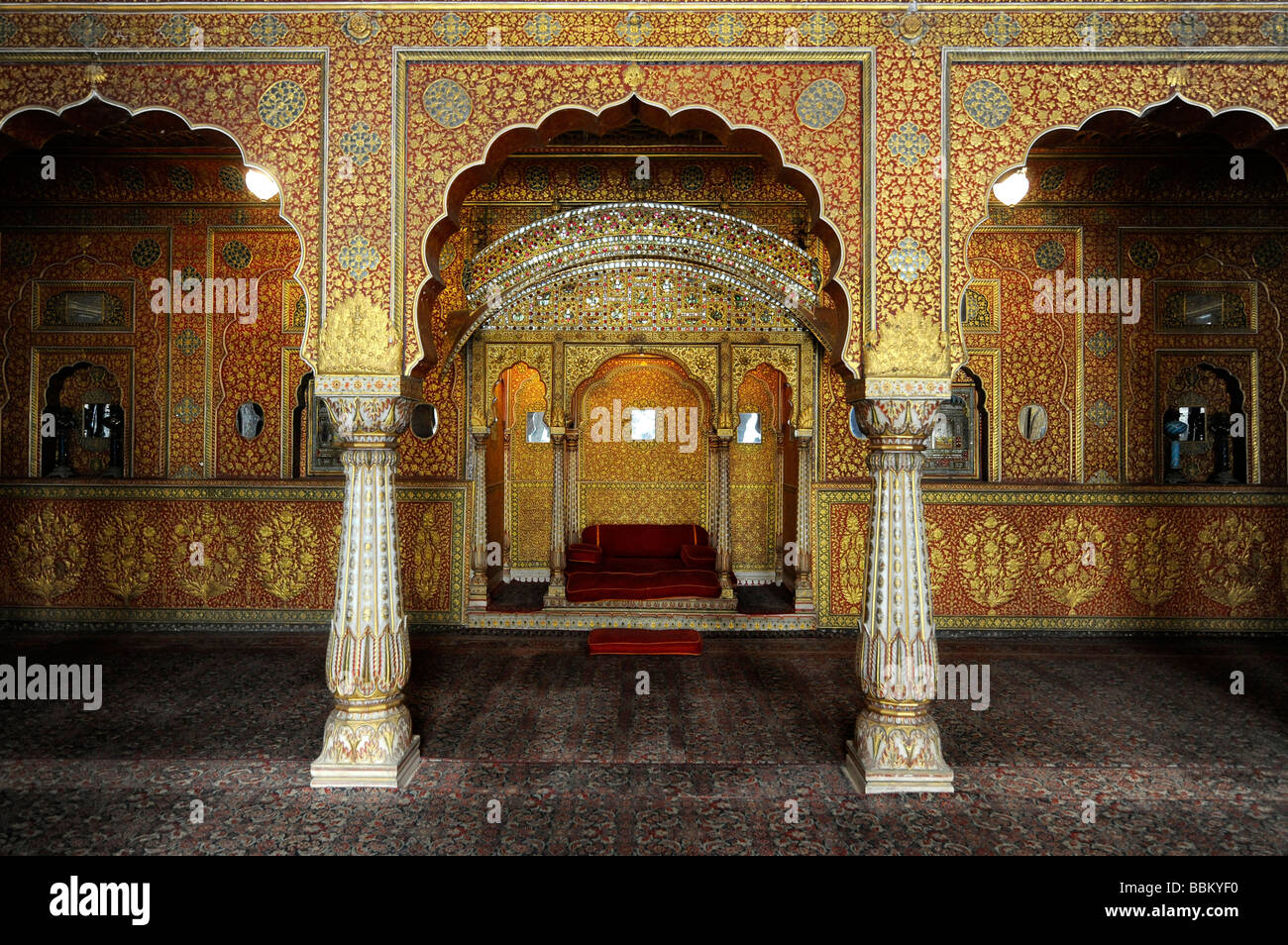 Private audience hall, Anup Mahal, Junagarh Fort, city palace, Bikaner, Rajasthan, North India, South Asia Stock Photo