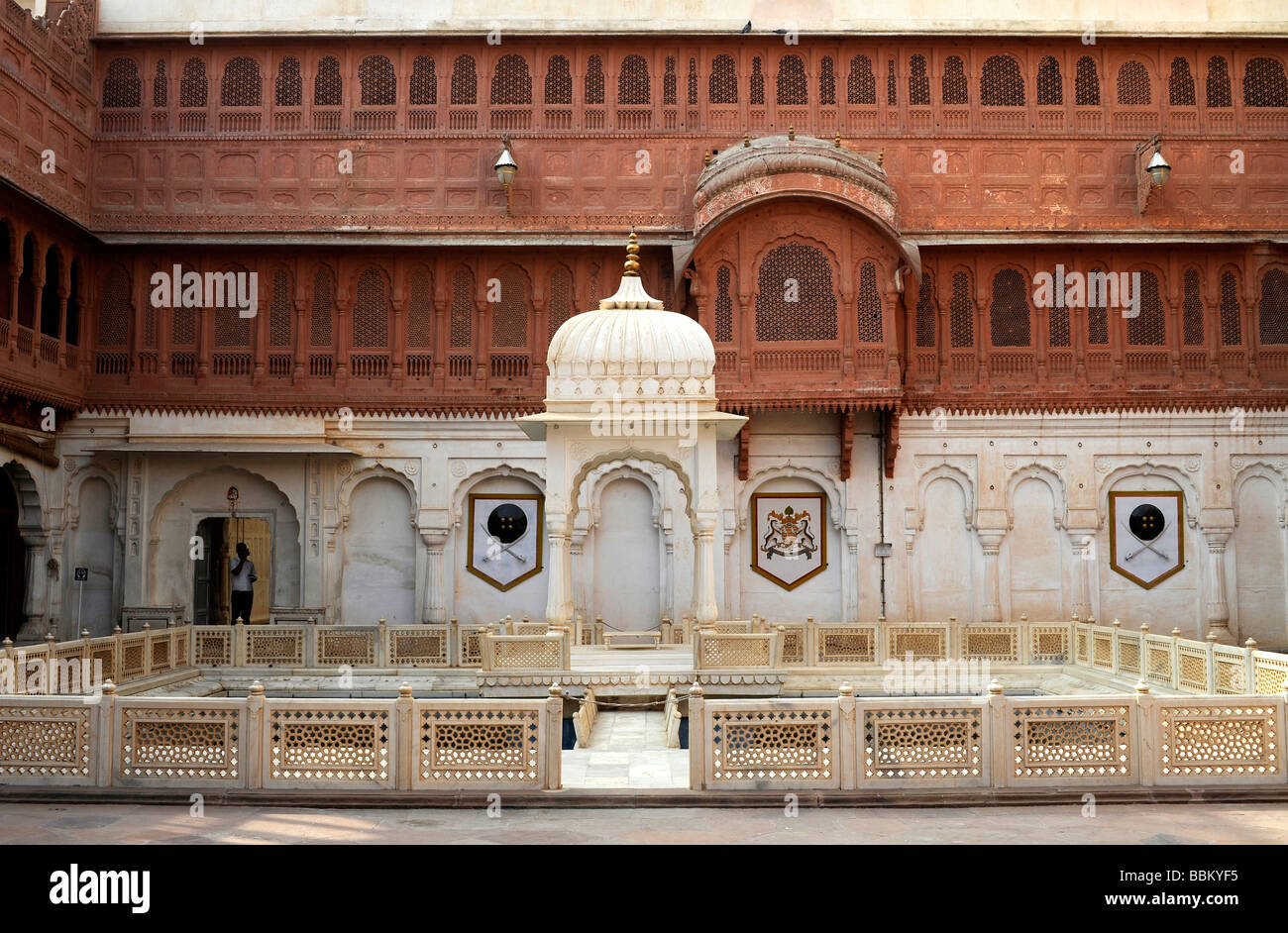 Courtyard of the Junagarh Fort, city palace, Bikaner, Rajasthan, North India, South Asia Stock Photo