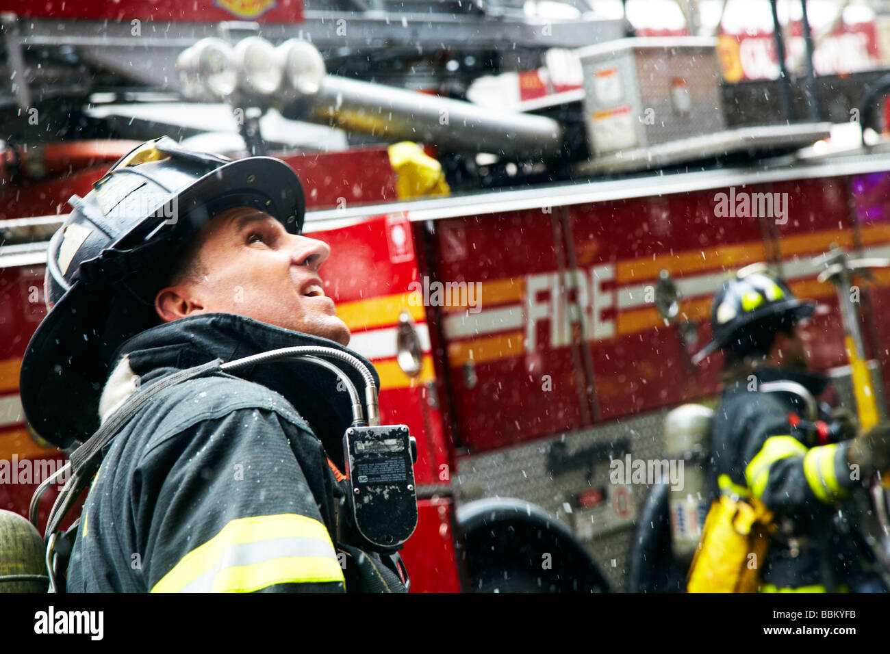 New York firefighters in action Stock Photo Alamy
